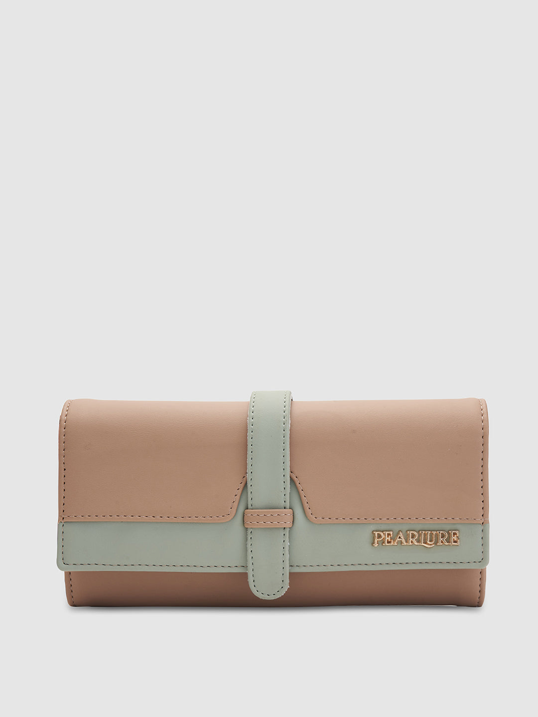 Lisa 3 Fold Wallet - Beige & Mint Green