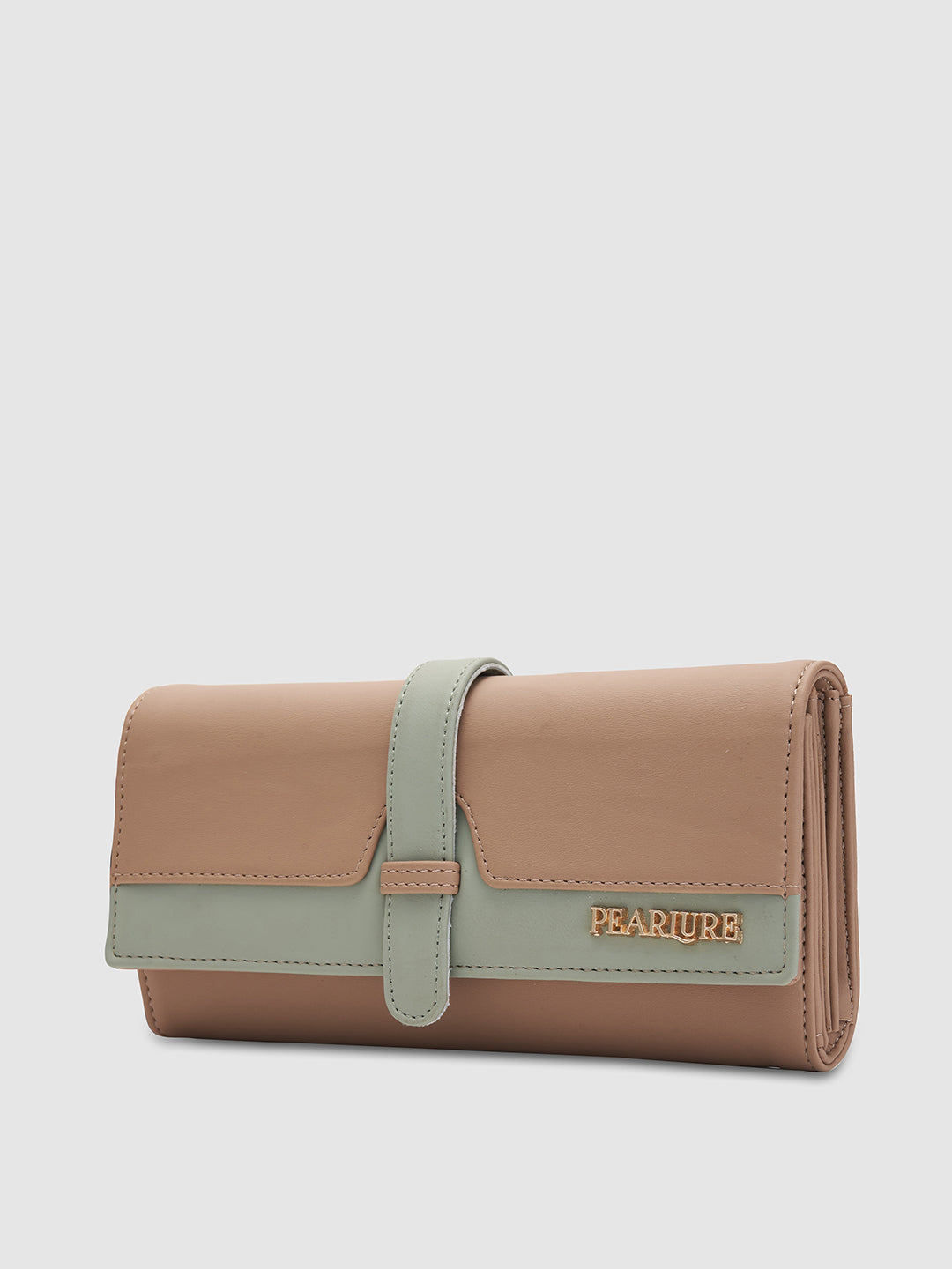 Lisa 3 Fold Wallet - Beige & Mint Green