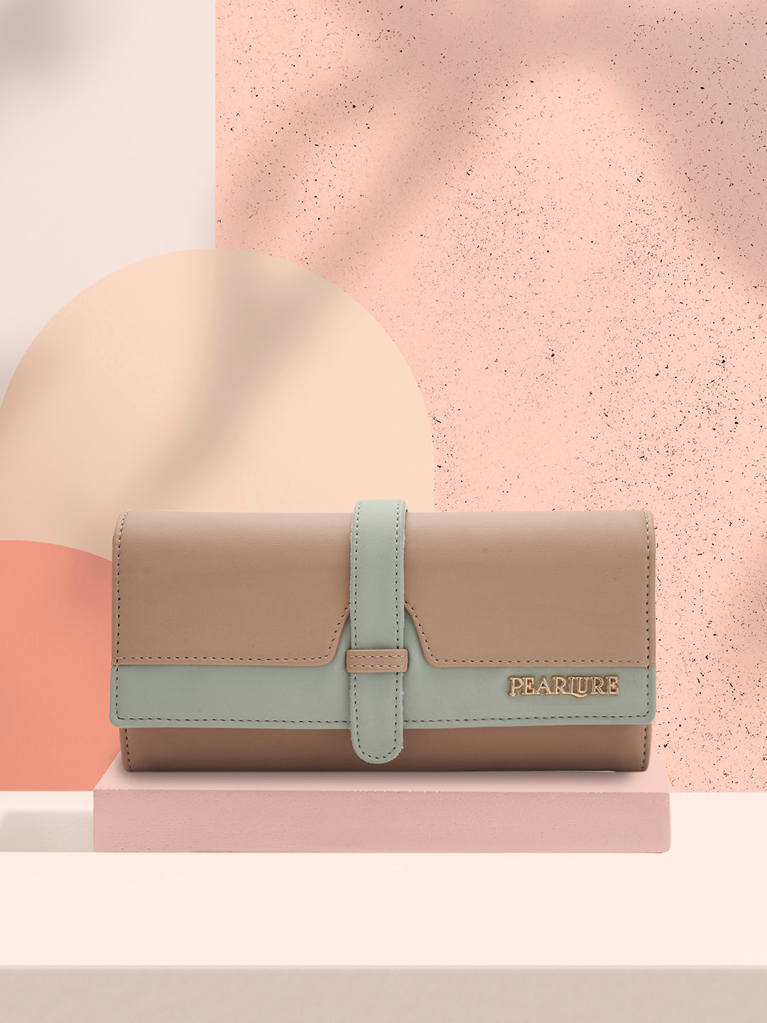 Lisa 3 Fold Wallet - Beige & Mint Green