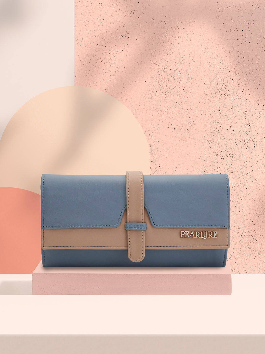 Lisa 3 Fold Wallet - Grey & Beige
