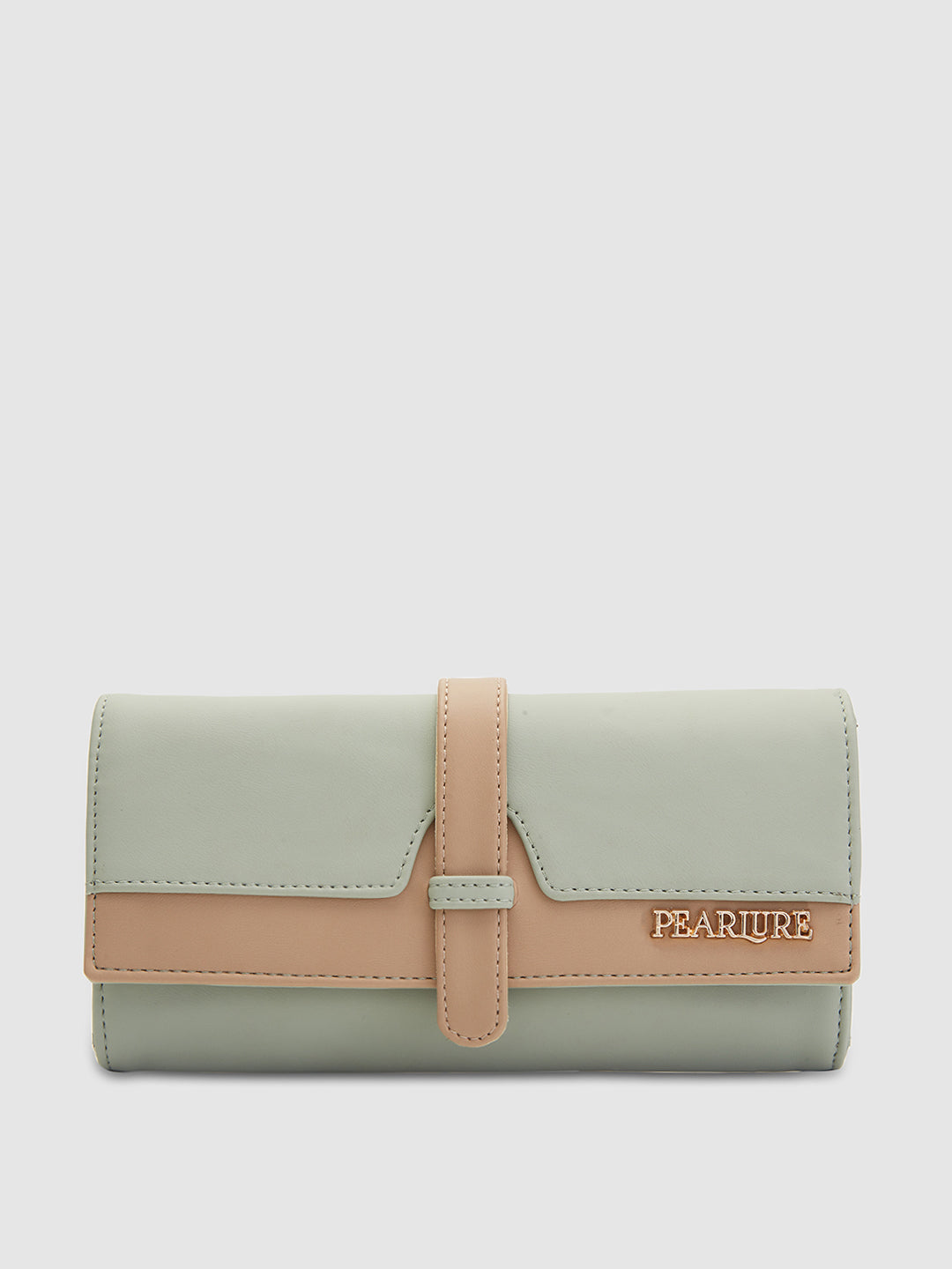 Lisa 3 Fold Wallet - Mint Green & Beige