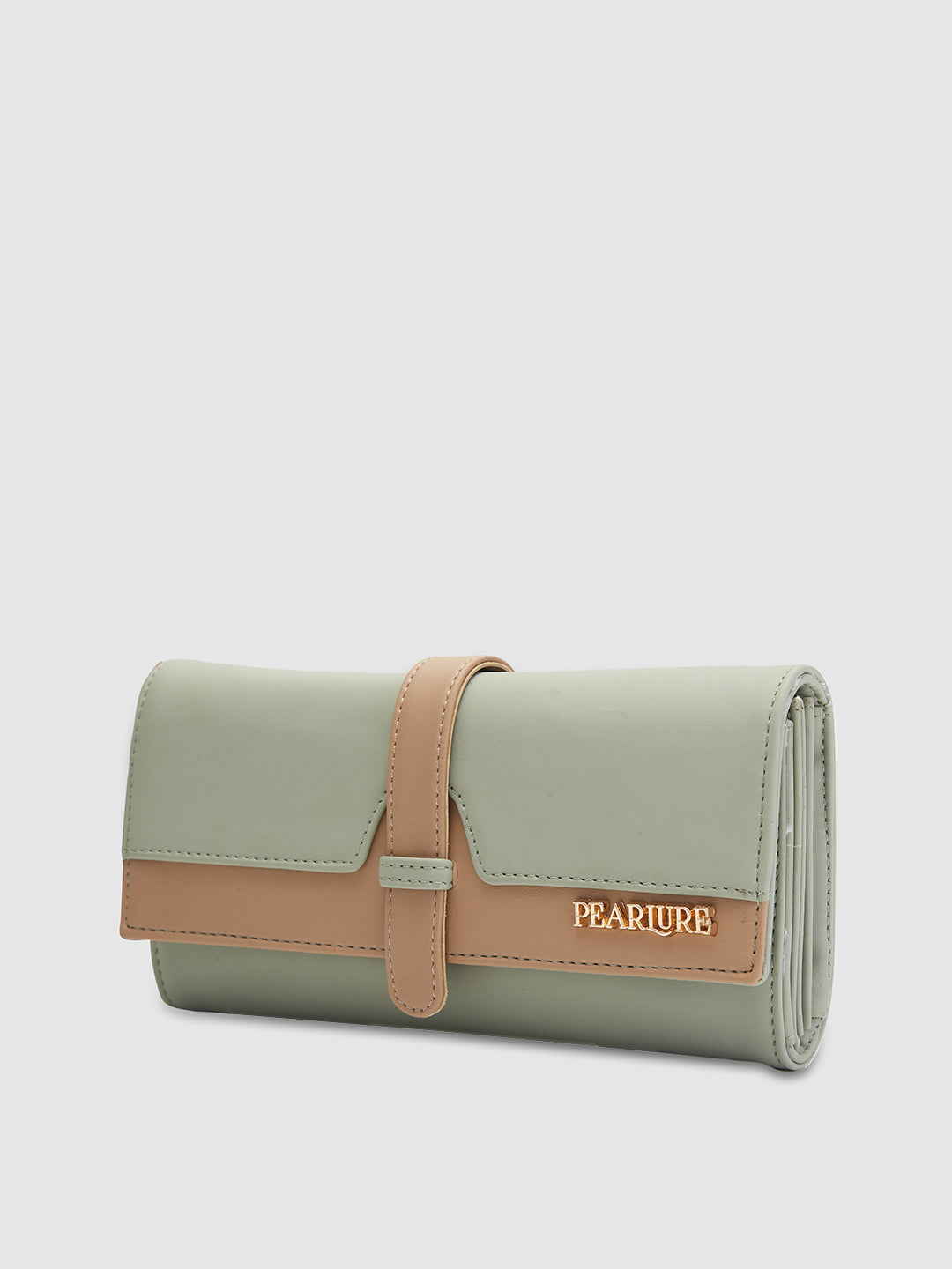 Lisa 3 Fold Wallet - Mint Green & Beige