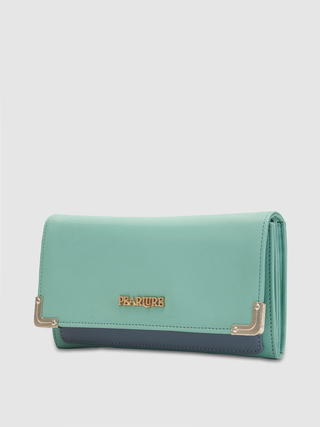 Cindy 2 Fold Wallet - Mint Green & Grey