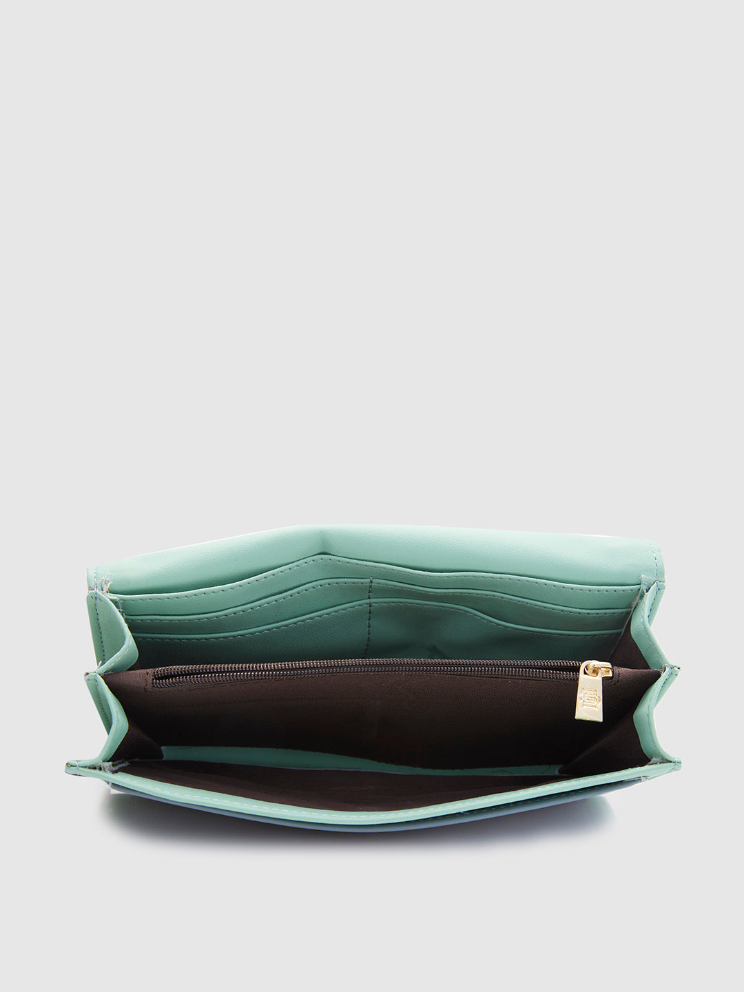 Cindy 2 Fold Wallet - Mint Green & Grey