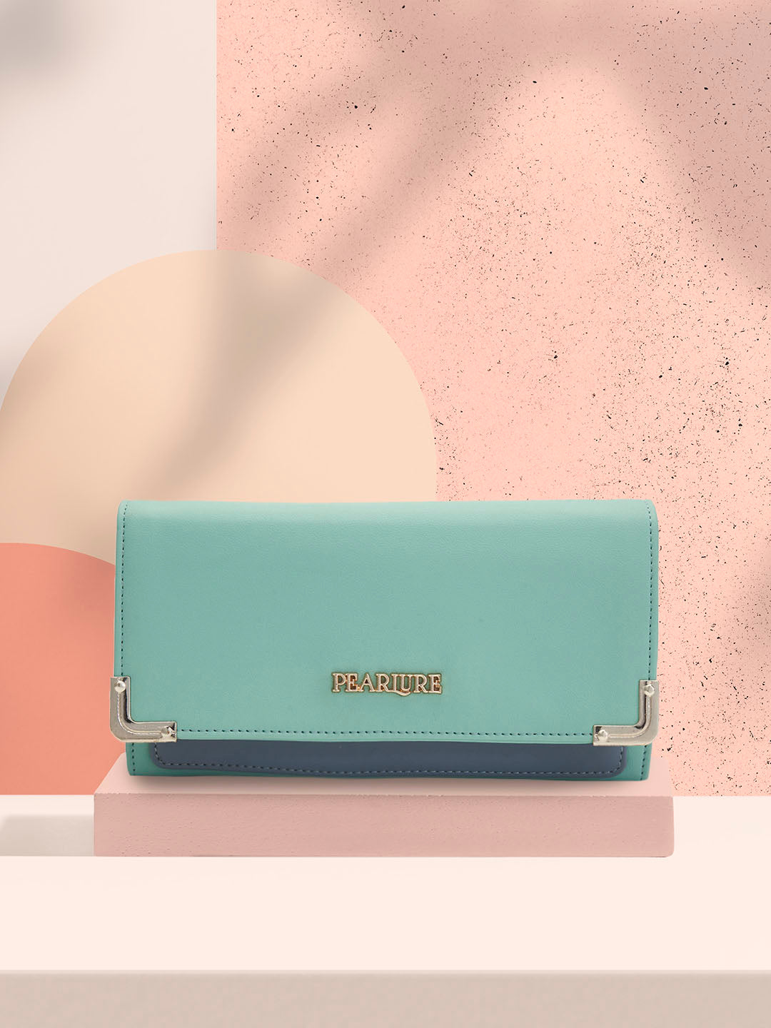 Cindy 2 Fold Wallet - Mint Green & Grey