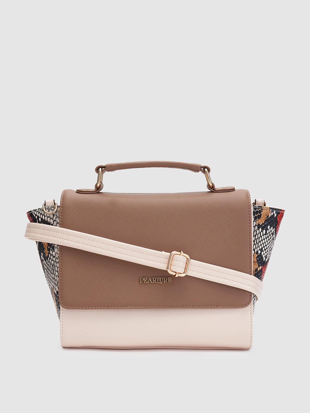 Julia Sling Handbag - Beige & Snake