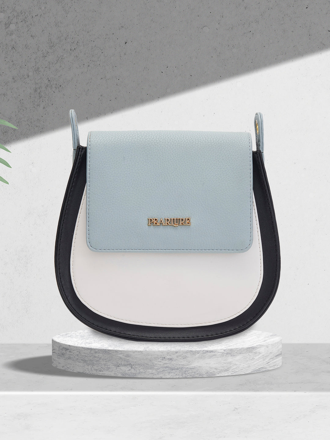 Anne Saddle Handbag - Black & Green