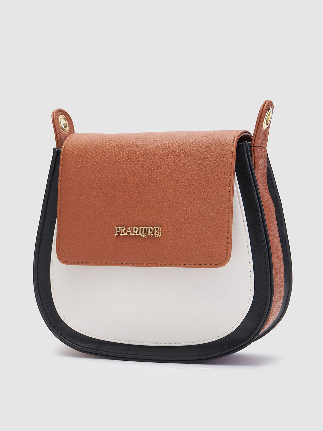 Anne Saddle Handbag - Black & Tan