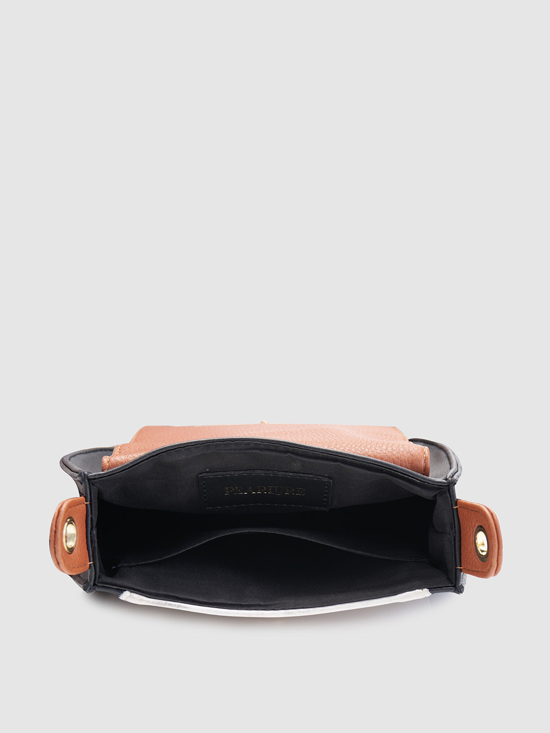 Anne Saddle Handbag - Black & Tan