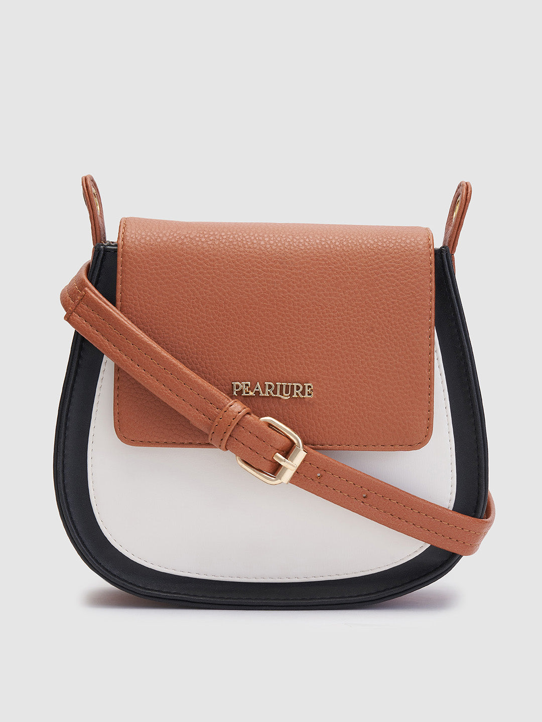Anne Saddle Handbag - Black & Tan