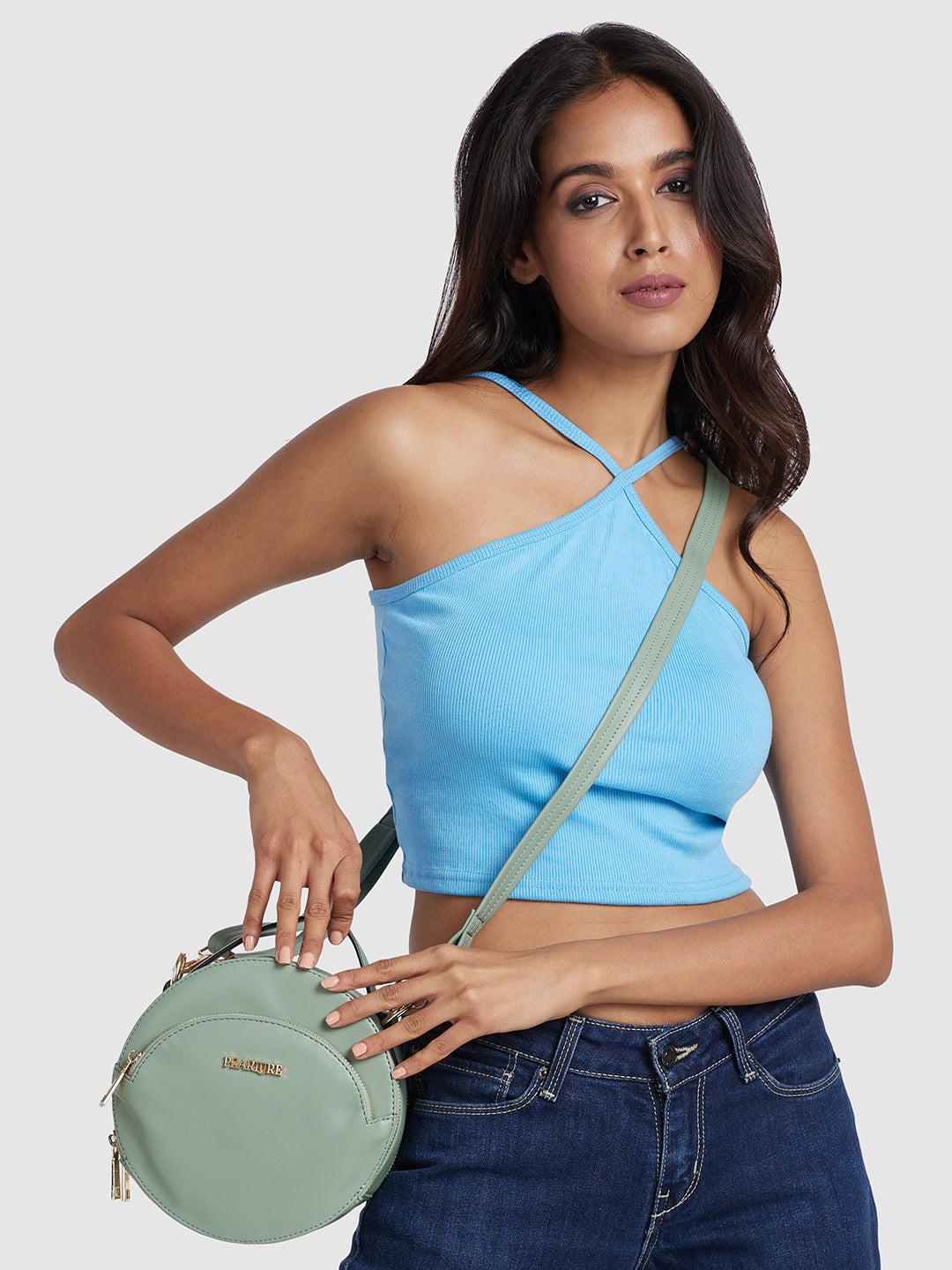 Eva Sling Handbag - Green & Blue