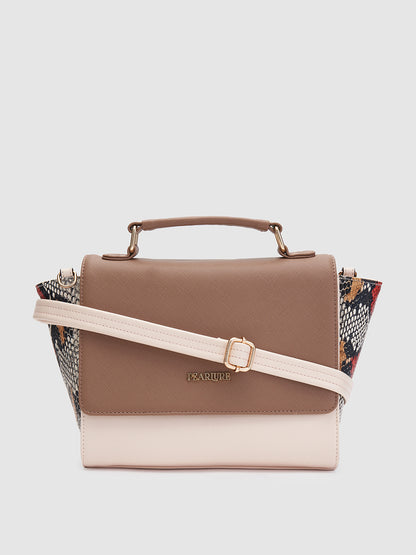 Julia Sling Handbag - Beige & Snake