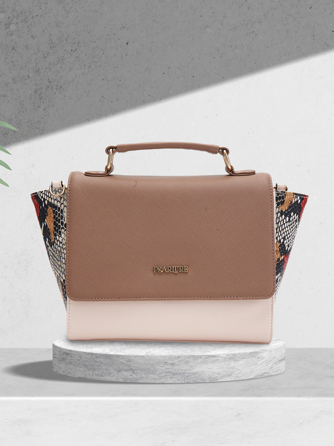 Julia Sling Handbag - Beige & Snake