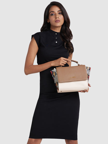 Julia Sling Handbag - Beige & Snake